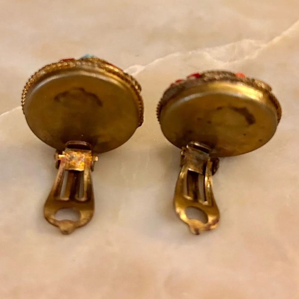 Vintage  Micromosaic Clip on Earrings - Picture 11 of 14